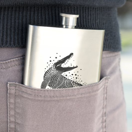 Flasque Silhouette noire d'un crocodile (En situation)