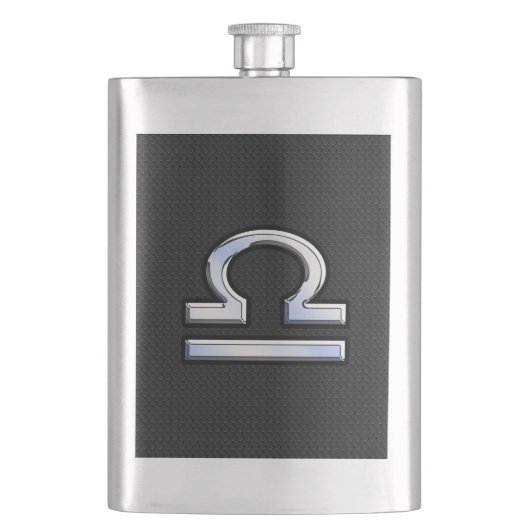 Flasque Silver Libra Zodiac Connexion en noir style peau d (devant)