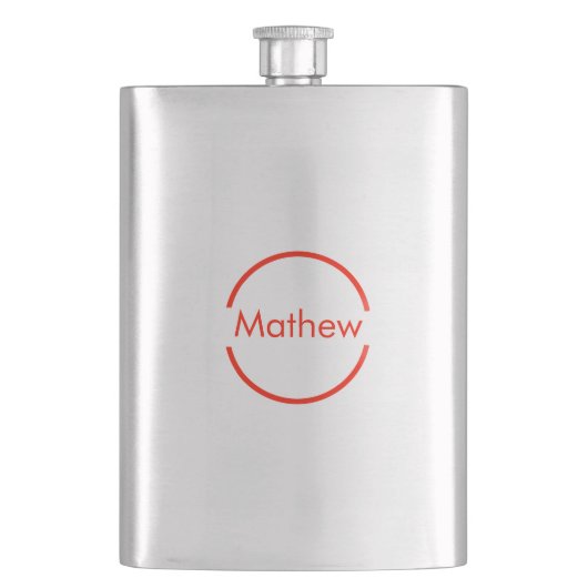 Flasque simple cercle rouge ajouter votre nom lettre texte (devant)