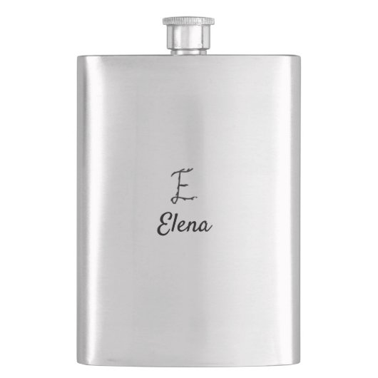 Flasque Simple lettre E monogramme noir minimal ajouter un (devant)