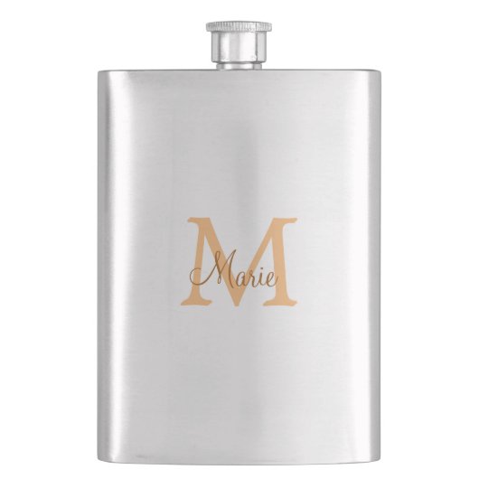 Flasque simple minimal add name monogram orange brown thr (devant)