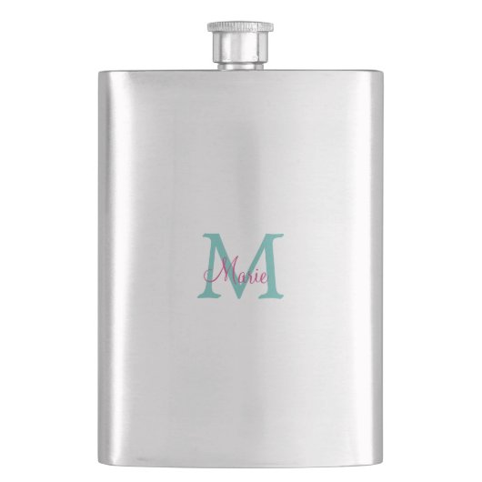 Flasque simple minimal ajouter nom monogramme vert rose bl (devant)