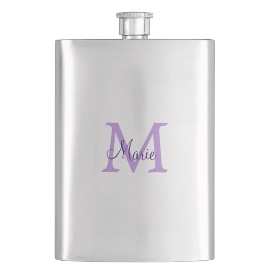 Flasque simple minimum ajouter nom monogramme rose    redj (devant)