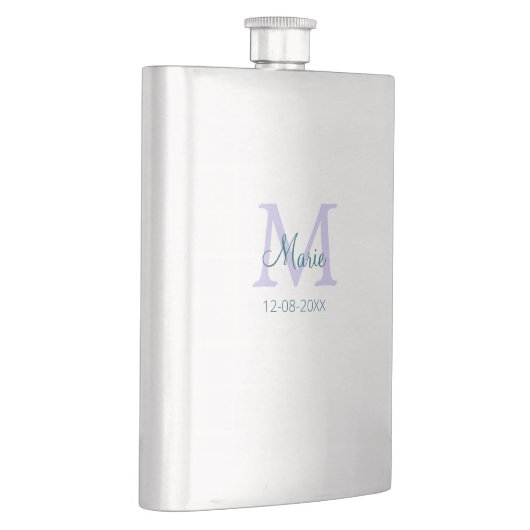 Flasque simple minimum ajouter nom monogramme violet vert  (Droite)