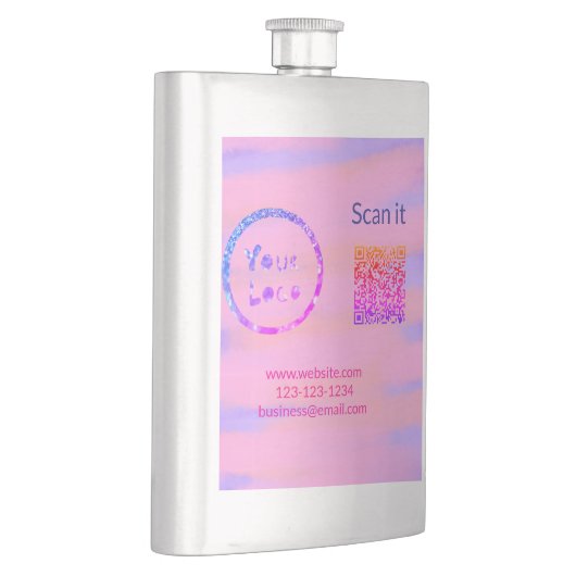 Flasque Simple minimum q r code ajouter logo code d'analys (Droite)