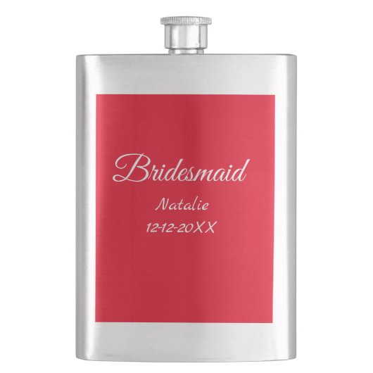 Flasque Simple minimum rose bridesmaid ajouter le nom de l (devant)
