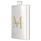 Flasque Simple moderne Faux Gold Monogramme Girl Script No (Gauche)