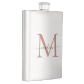 Flasque Simple moderne Rose or Monogramme Girl Script Nom (Droite)