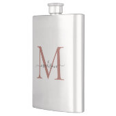 Flasque Simple moderne Rose or Monogramme Girl Script Nom (Gauche)