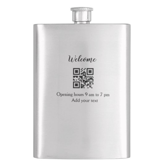 Flasque Simple ouverture de bienvenue code barre QR ajoute (devant)
