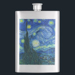 Flasque soirée étoile vincent van gogh<br><div class="desc">Le célèbre tableau de Van Gogh, "La nuit étoilée". Peint lors de son séjour à l'asile de Saint Rémy dans les années 1880, van Gogh dépeignait les collines ondulantes et les cyprès qu'il voyait depuis sa fenêtre. numériquement amélioré par PixDezines. Copyright © 2008-2016 PixDezines.com™ et PixDezines™ sur zazzle.com. Tous droits...</div>