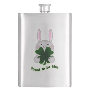 Flasque St. Patricks Bunny Fier d'être Shamrock irlandais