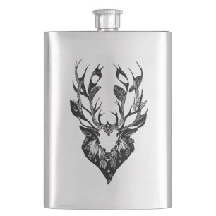 Flasque Stag Deer Wild Animal Nature Illustration Art Tatt