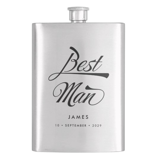 Flasque Stylo Retro Typographie Best Man Groomsmen (devant)