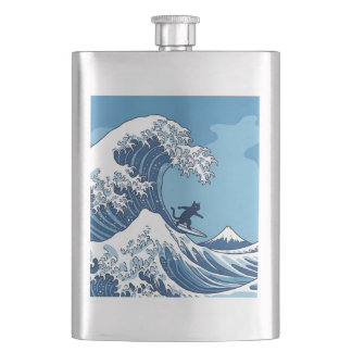 Flasque Surf's Up, Kanagawa – Le Chat Surfeur de la Grande