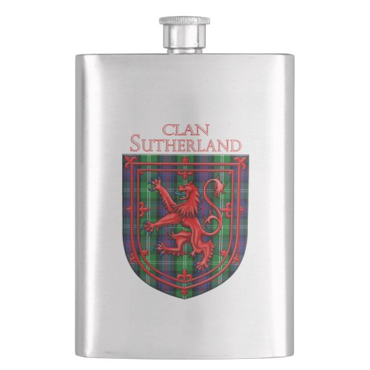 Flasque Sutherland Tartan Scottish Plaid Lion Rampant (devant)