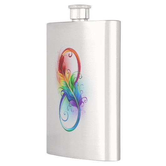 Flasque Symbole d'infini avec plume arc-en-ciel (Gauche)