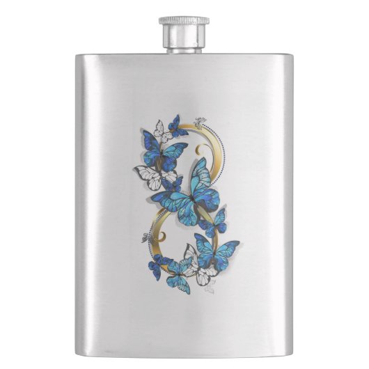 Flasque Symbole infini de papillons Morpho bleus (devant)