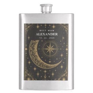 Flasque Tarot Céleste Lune Or Doré Noir Mat pour les Garço