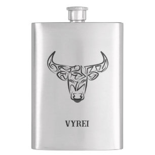 Flasque Taureau tribal noir et blanc / Ox
