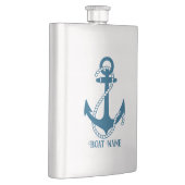 Flasque Texte personnalisé de l'ancre du bateau bleu (Droite)