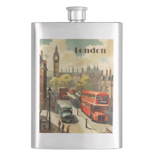 Flasque Texte personnalisé Vintage Londres Big Ben