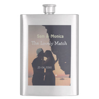 Flasque the lovely match couple wedding name date simple