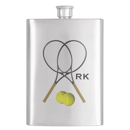 Flasque Thème de sport de tennis en double avec monogramme (devant)