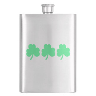 Flasque Three Green Shamrock Trinity
