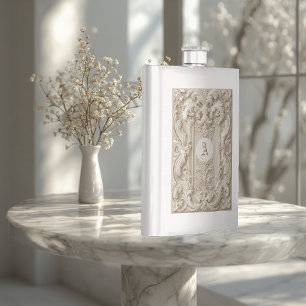 Flasque Topographie élégante baroque Monogramme ivoire vin