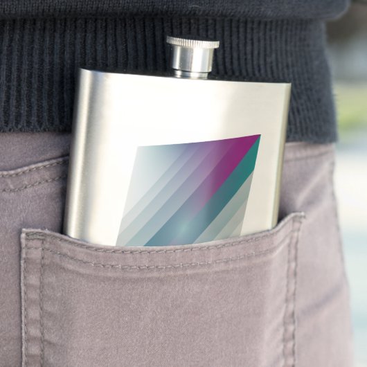 Flasque triangles gris magenta turquoise (En situation)