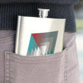 Flasque Triangles gris turquoise sur bordeaux (En situation)