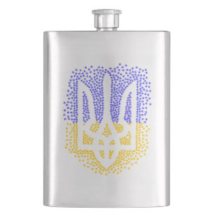 Flasque Trident heraldique ukrainien tryzub étoiles disper