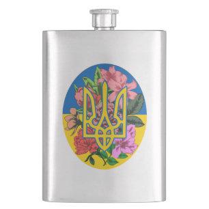 Flasque Trident ukrainien et drapeau de l'Ukraine avec des