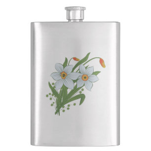 Flasque Tulipes et fleurs de jonquilles