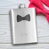 Flasque Tuxedo Mariage Bow Cravate Monogramme Argent Flaco