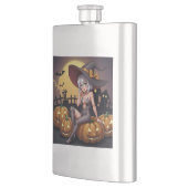 Flasque Une sorcière d'Halloween aux yeux verts sur Jack-O (Gauche)