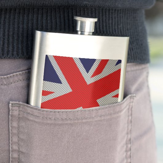 Flasque Union Jack dynamique sur l'impression en fibre de  (En situation)