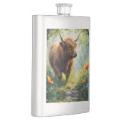 Flasque Vache des Highlands dans le bois avec des fleurs s (Droite)