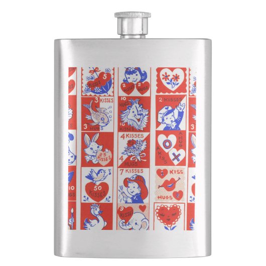 Flasque Valentine Retro Love Hugs Motif (devant)