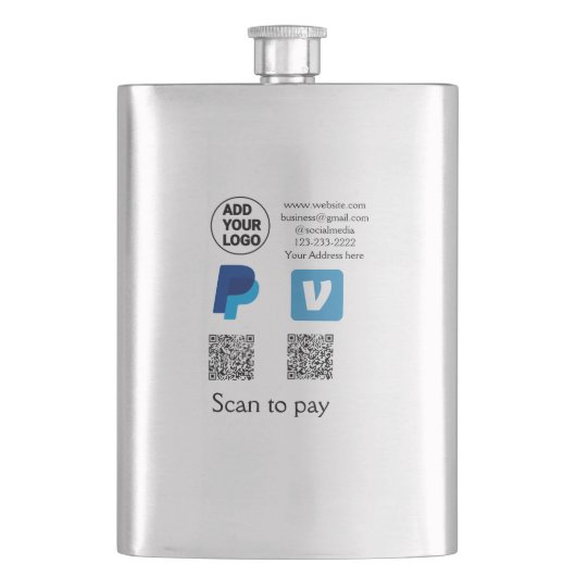 Flasque Venmo paypal scan pour payer ajouter q r code logo (devant)