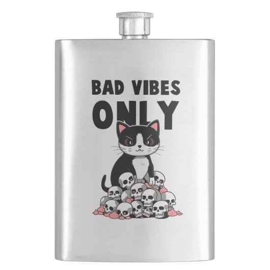 Flasque Vibes incorrectes uniquement - Chat et crânes (devant)