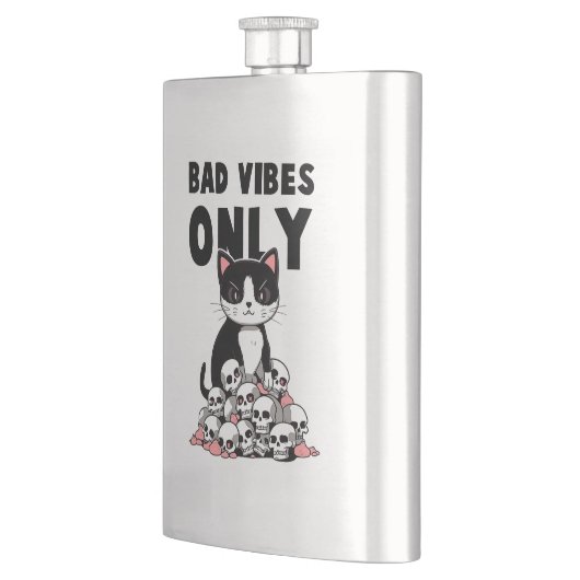 Flasque Vibes incorrectes uniquement - Chat et crânes (Gauche)