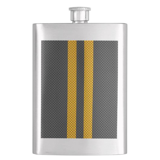 Flasque Vibrant Yellow Racing Stripes Carbon Fiber Style (devant)