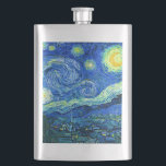 Flasque Vincent van Gogh la nuit étoilée<br><div class="desc">La célèbre peinture de Van Gogh,  "La Nuit étoilée". Peinte durant son séjour à l'asile de Saint-Rémy dans les années 1880,  Van Gogh représenta les collines ondoyantes et les cyprès qu'il voyait de sa fenêtre.  Amélioré numériquement par PixDezines.  Copyright © 2008-2016 PixDezines.com™ et PixDezines™ sur zazzle.com. Tous droits réservés.</div>