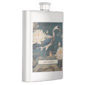 Flasque Vintage grue bleu botanique personnalisable (Droite)