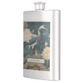 Flasque Vintage grue bleu botanique personnalisable (Gauche)