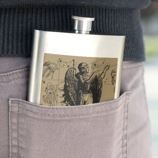 Flasque Virgo Constellation Hevelius Etching Style (En situation)