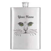 Flasque Visage de Chat Yeux Verts Moustaches (devant)