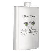 Flasque Visage de Chat Yeux Verts Moustaches (Droite)